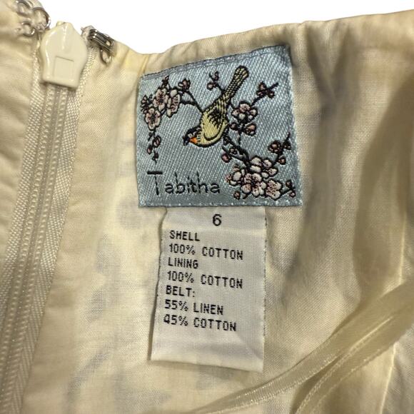 ANTHRO Tabitha women’s dress, strapless, blue and white, knee length, cotton, 6 - Picture 4 of 6